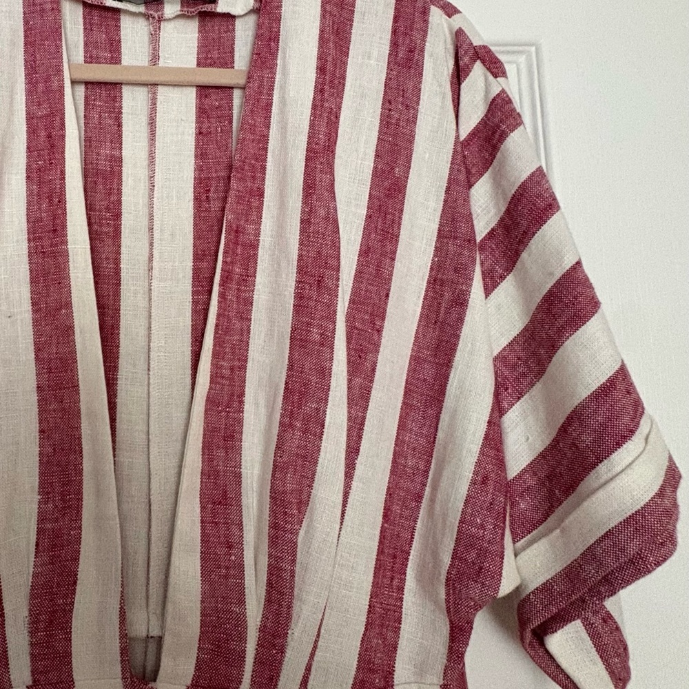 Reformation NWT Hot Girl Summer Red & White Striped Kimono Sleeve Midi Dress Sz6